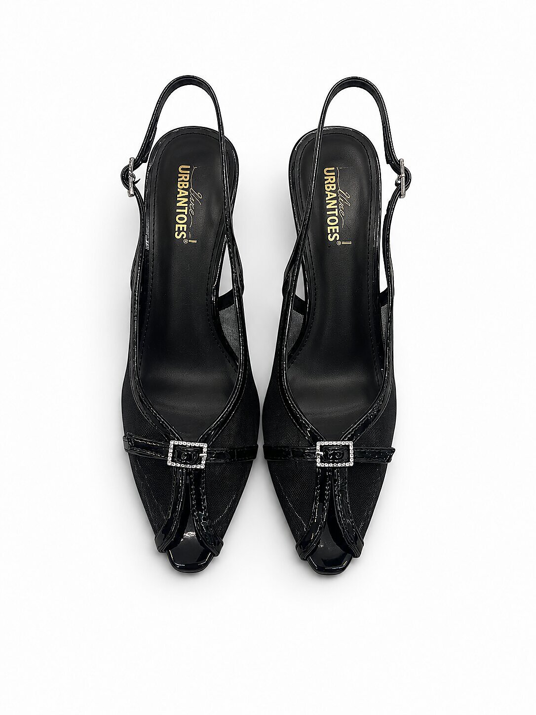 Black Mesh Slingback Heels for Women with Pointed Toe | UrbanToes - Image 4