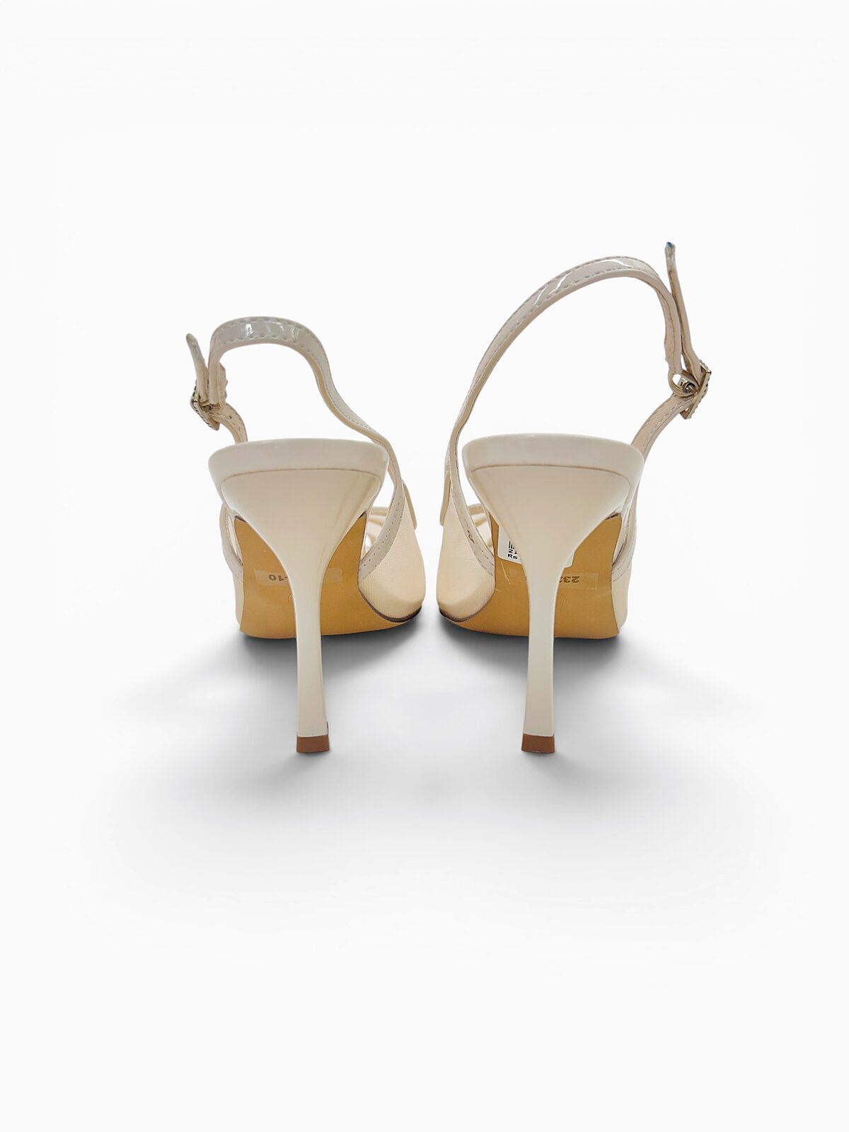 Off White Mesh Slingback Heels for Women with Pointed Toe | UrbanToes - Image 5